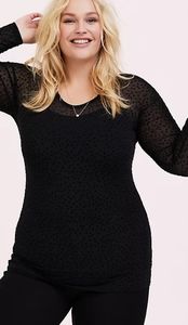 Torrid Black Mesh Star Flocked Raglan Top